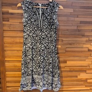 Adore Black and White Floral Lace Sleeveless Dress